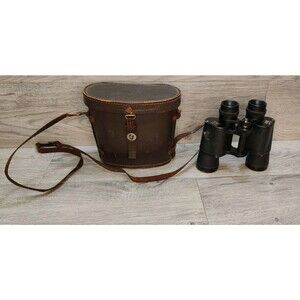 Vintage Hialeah 7x35 coated optics binoculars with original hard leather